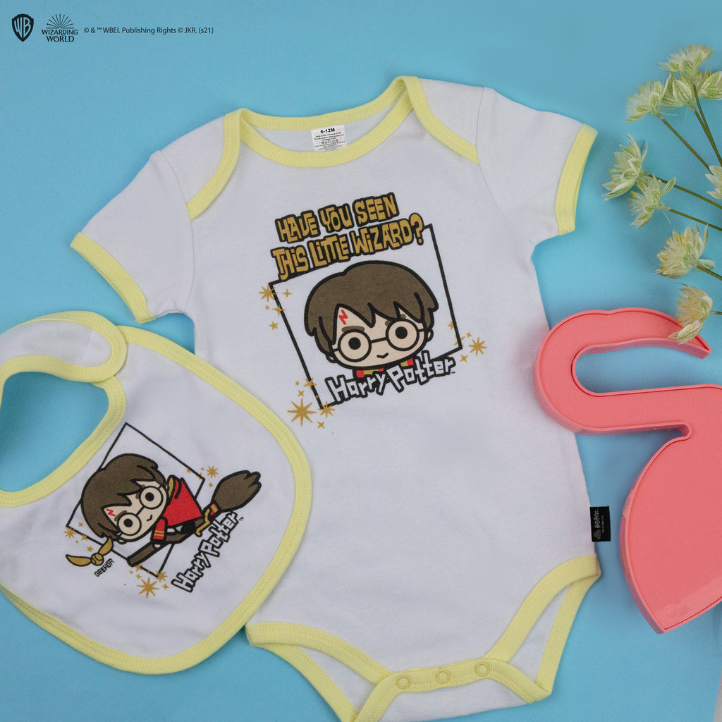 Body e bavaglino per neonato Little Wizard