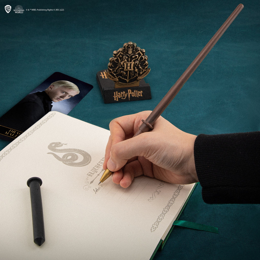 Penna a bacchetta Draco Malfoy con supporto e segnalibro lenticolare