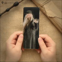 Penna a bacchetta di Albus Dumbledore con supporto e segnalibro lenticolare