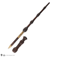 Penna a bacchetta di Albus Dumbledore con supporto e segnalibro lenticolare