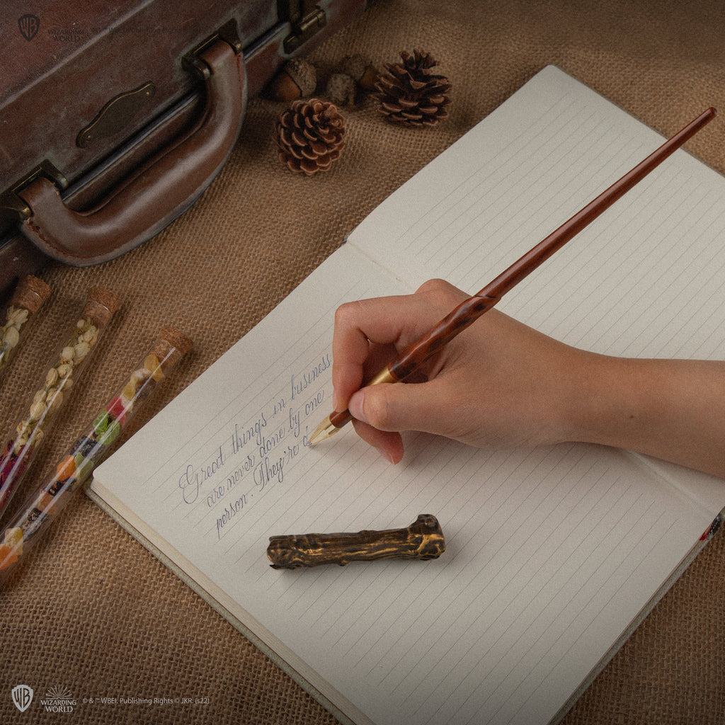Penna a bacchetta di Harry Potter con supporto e segnalibro lenticolare