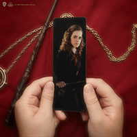 Penna a bacchetta di Hermione Granger con supporto e segnalibro lenticolare