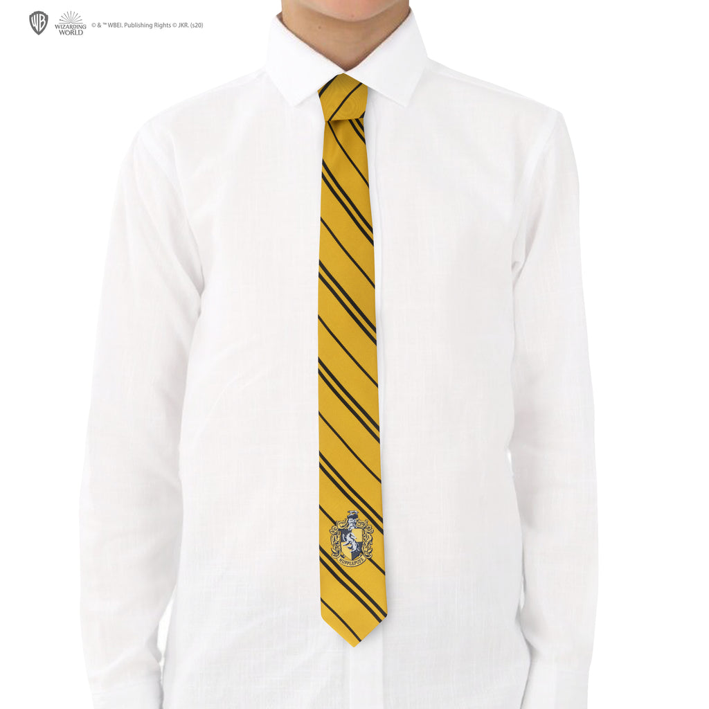 Corbata tejida con escudo de Hufflepuff para niños
