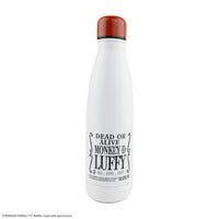 Botella de agua aislada Wanted Luffy